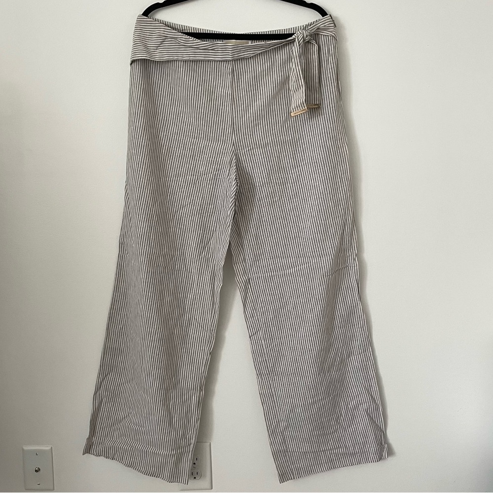 MICHAEL Michael Kors Striped Wide Leg Linen Pants